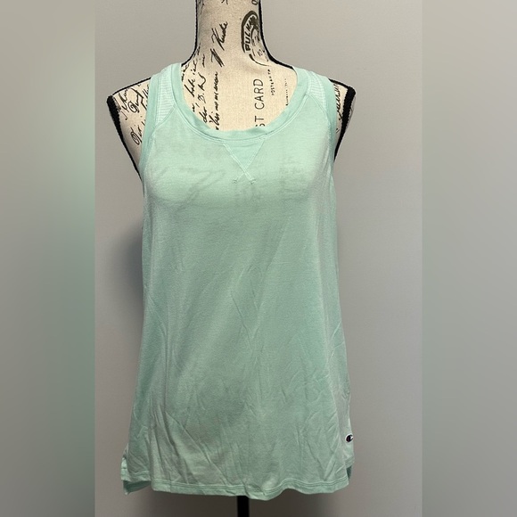 🏃‍♀️ Champion Duo Dry Tank – Green, Aqua, and White Striped, Size M  🏃‍♀️ - Picture 1 of 8